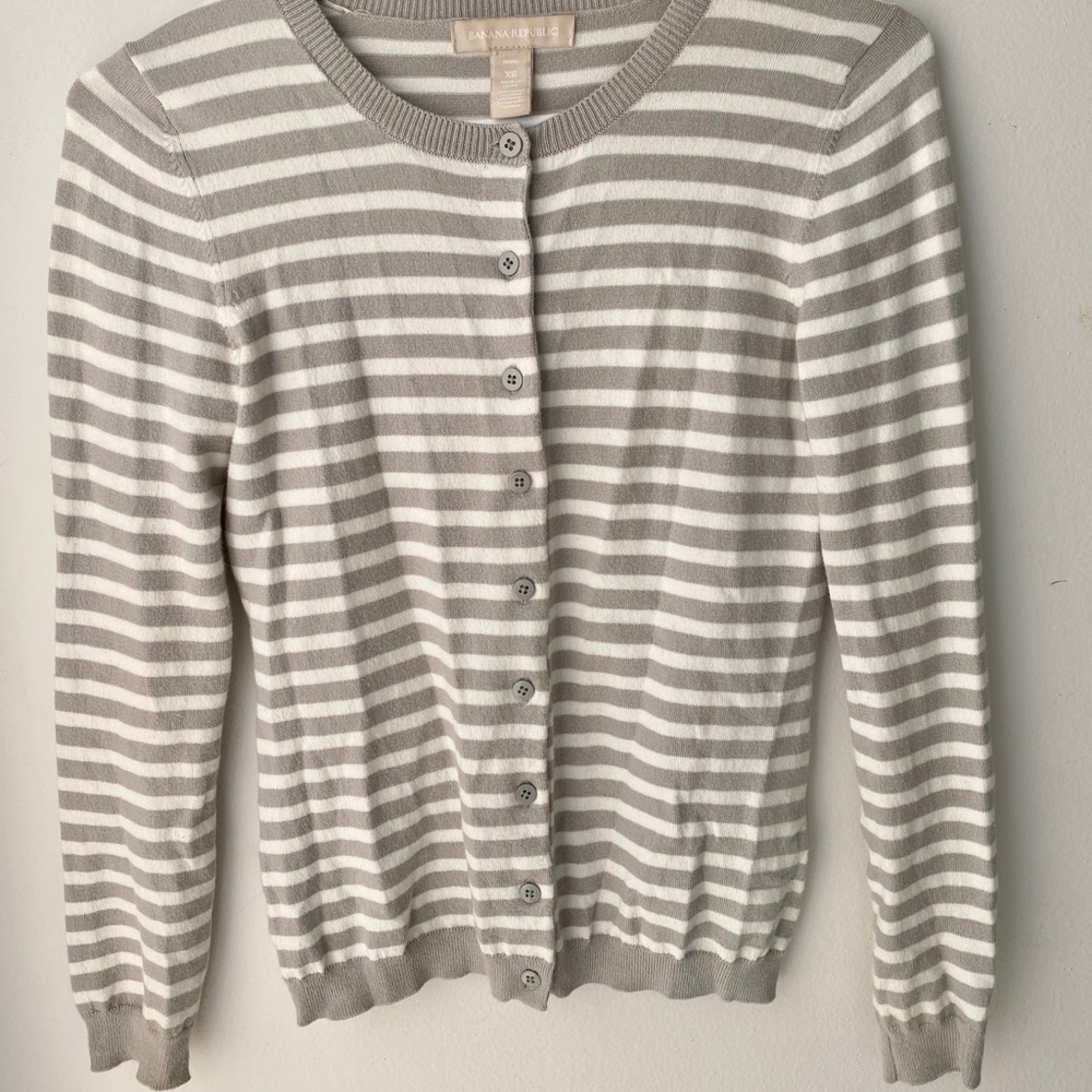 Banana Republic Striped Button Down Cardigan